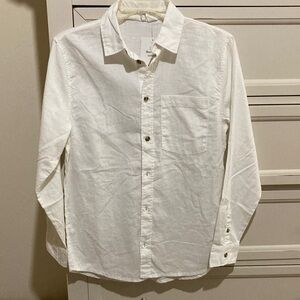 H&M Kids Boy (8-14 yrs) Linen Blend Off-White Button Down Shirt Kids Size 16